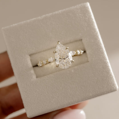 Pear Dainty Pave Lab Grown Diamond Engagement Ring