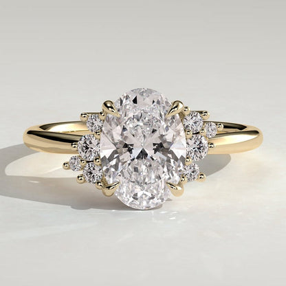 Oval Cluster Lab Grown Diamond Engagement Ring