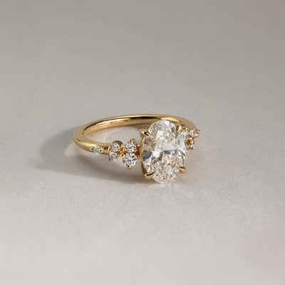 Oval Cluster Lab Grown Diamond Engagement Ring