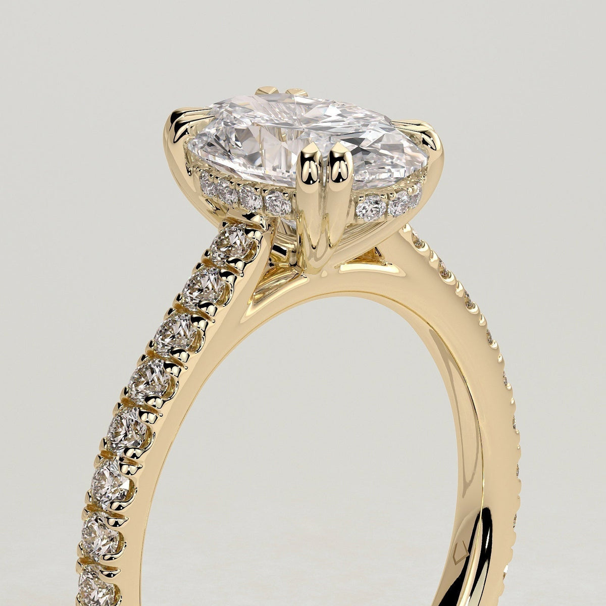Oval Pave Lab Grown Diamond Engagement Ring