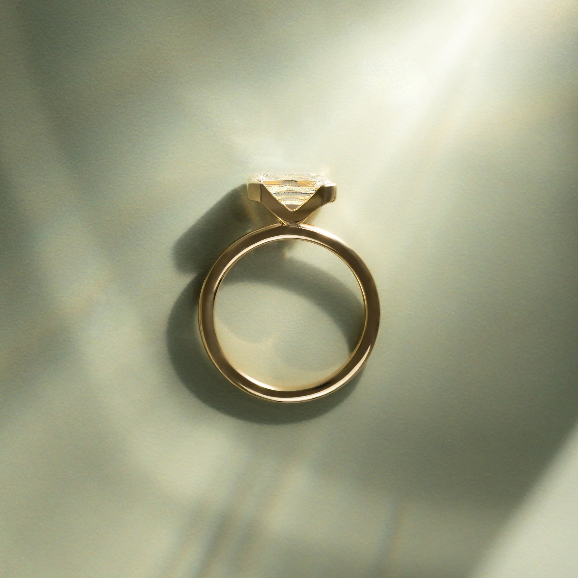 Emerald Solitaire Lab Grown Diamond Engagement Ring