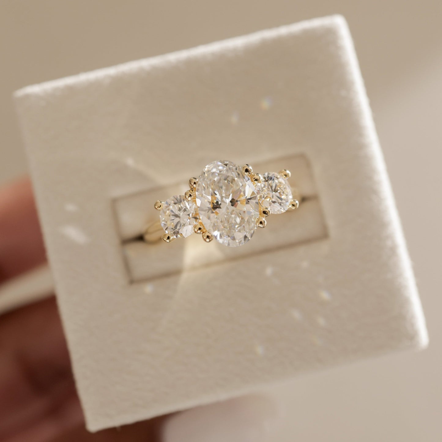 Oval Three Stone Lab Grown Diamond Engagement Ring