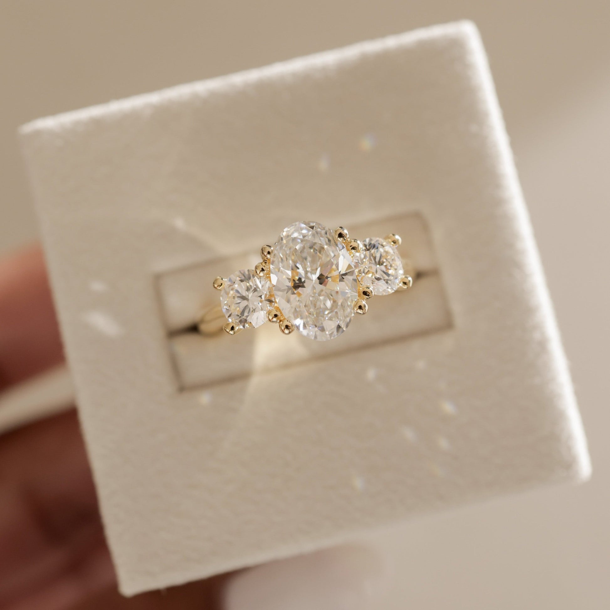 Oval Three Stone Lab Grown Diamond Engagement Ring