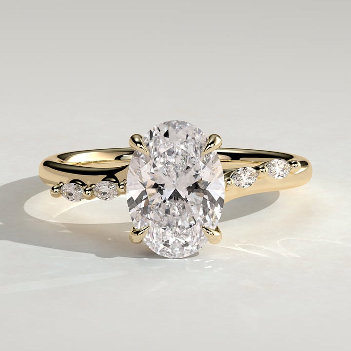 Oval Hidden Halo & Pave Lab Grown Diamond Engagement Ring