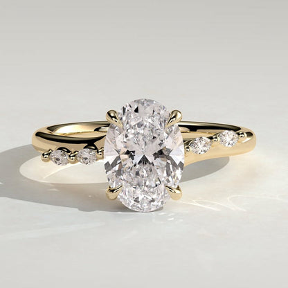 Oval Hidden Halo & Pave Lab Grown Diamond Engagement Ring