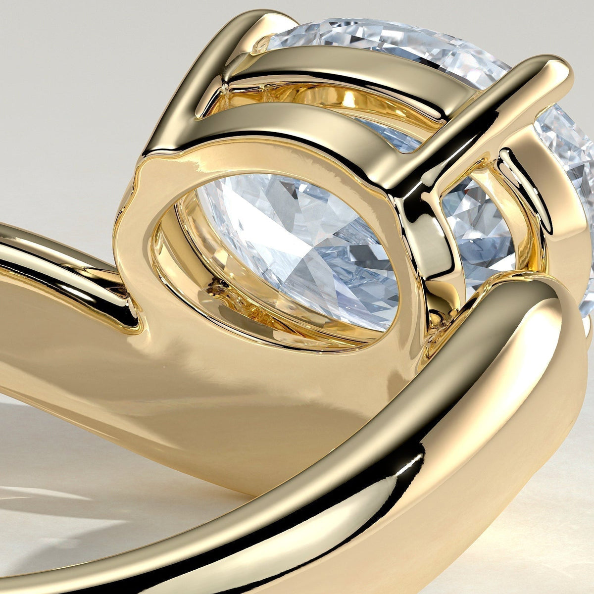 Oval Solitaire Wave Band Lab Grown Diamond Engagement Ring