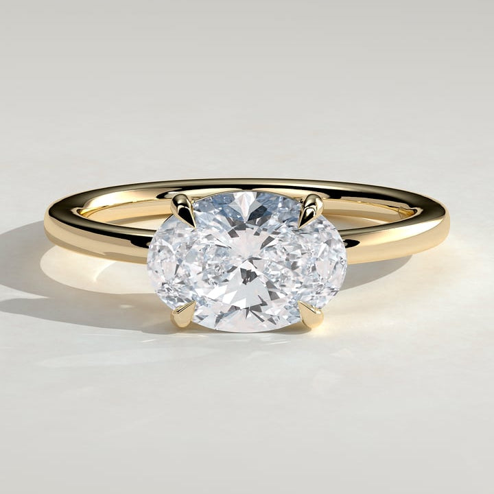 East West Oval Solitaire Lab Grown Diamond Engagement Ring
