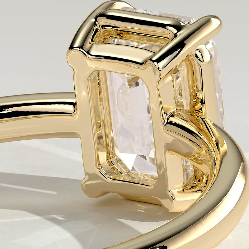 Emerald Bezel Solitaire Lab Grown Diamond Engagement Ring