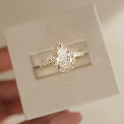 Pear Halo & Pave Lab Grown Diamond Engagement Ring