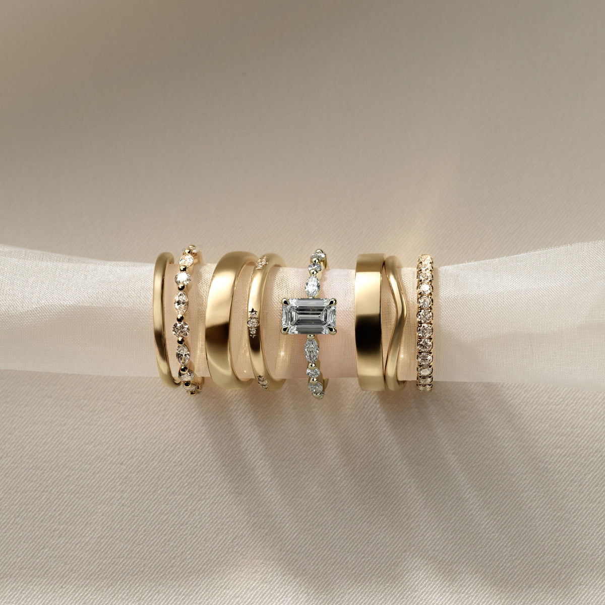 Emerald Pave Lab Grown Diamond Engagement Ring