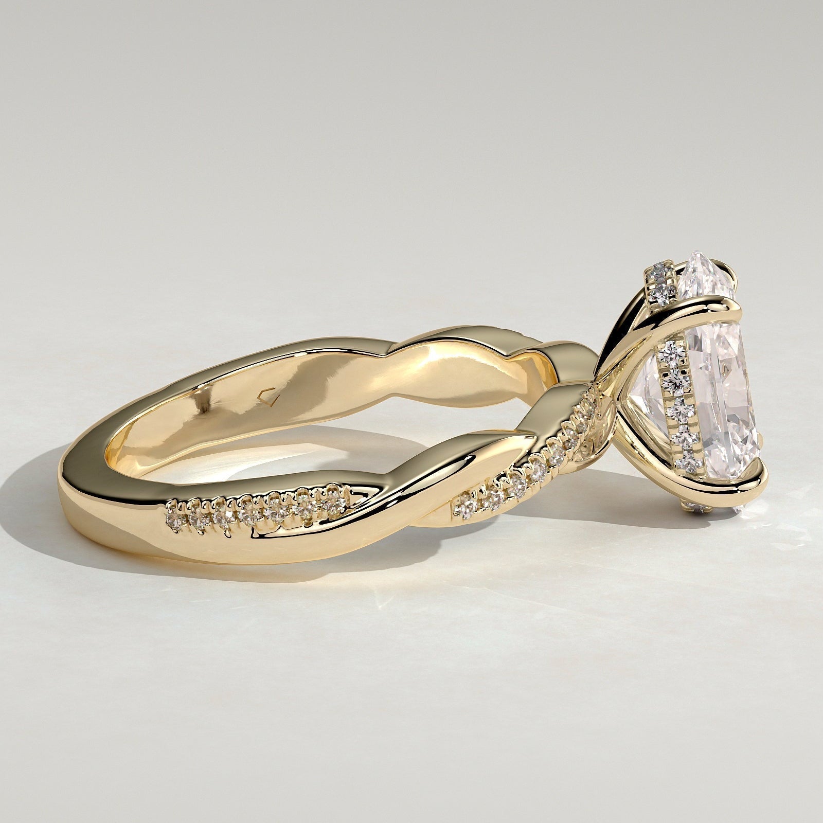 Oval Twisted Pave Lab Grown Diamond Engagement Ring