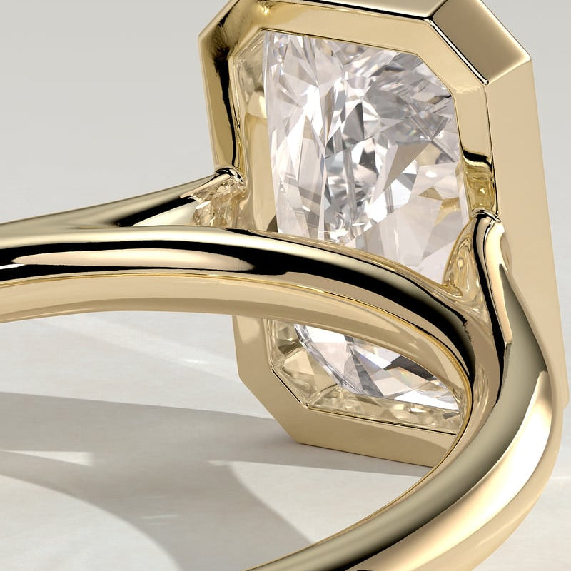 Radiant Bezel Solitaire Lab Grown Diamond Engagement Ring