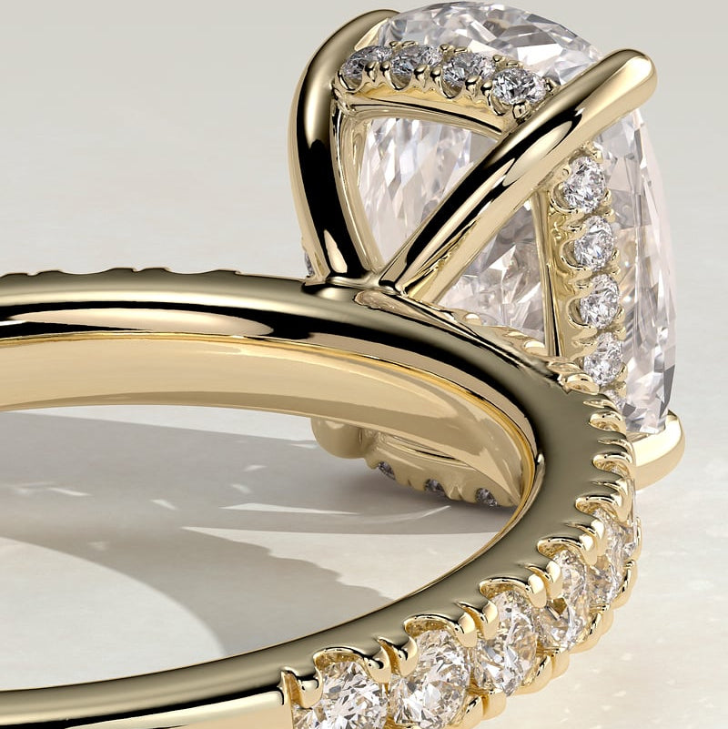 Elongated Cushion Pave Lab Grown Diamond Engagement Ring