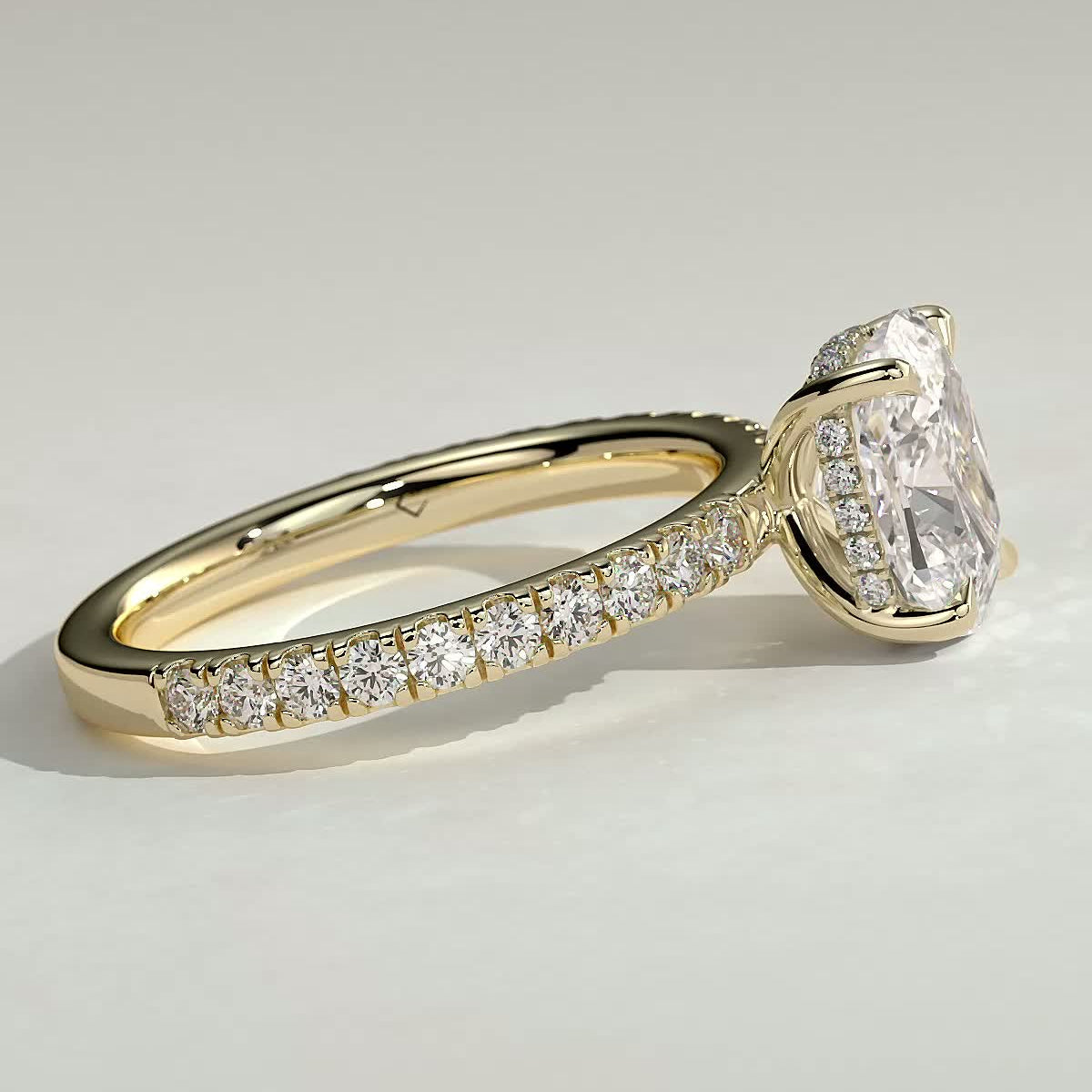 Elongated Cushion Pave Lab Grown Diamond Engagement Ring