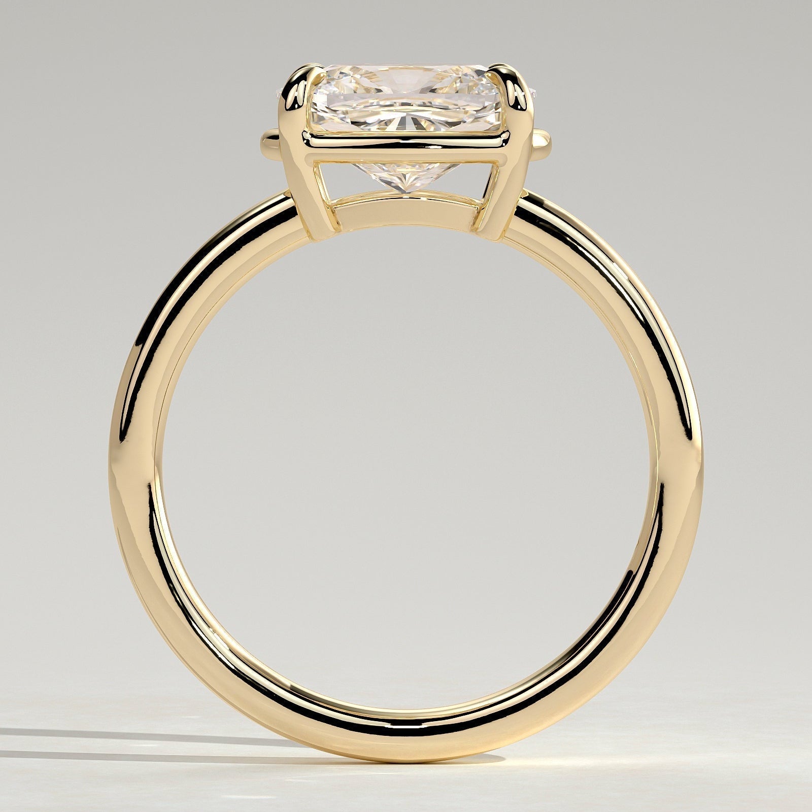 Elongated Cushion Bezel Solitaire Lab Grown Diamond Engagement Ring