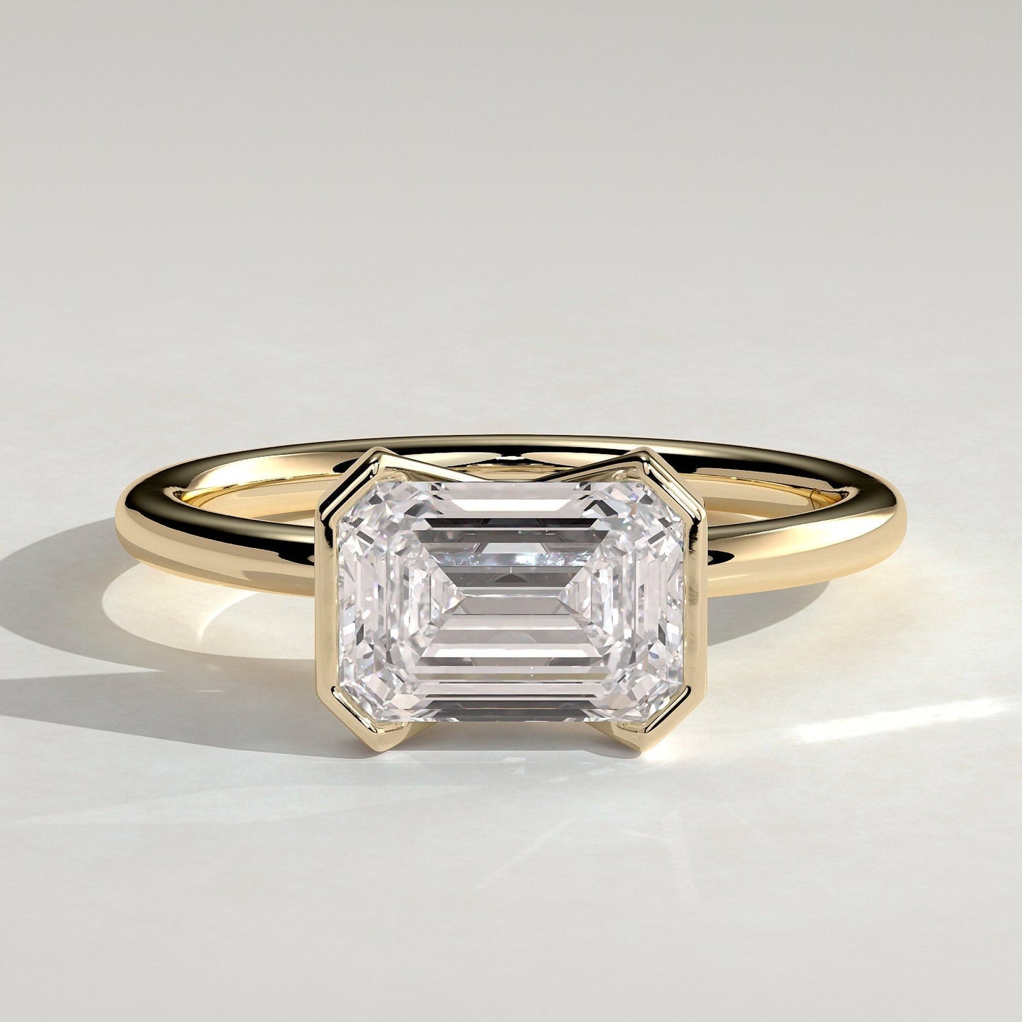 Emerald Solitaire Lab Grown Diamond Engagement Ring