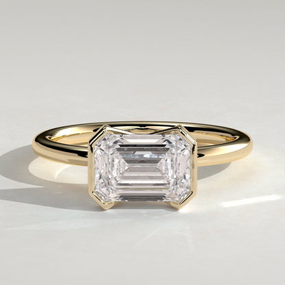 Emerald Solitaire Lab Grown Diamond Engagement Ring