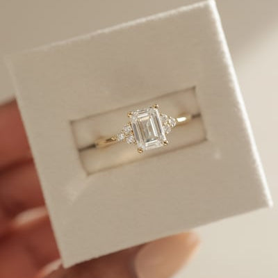 Emerald Cluster Lab Grown Diamond Engagement Ring