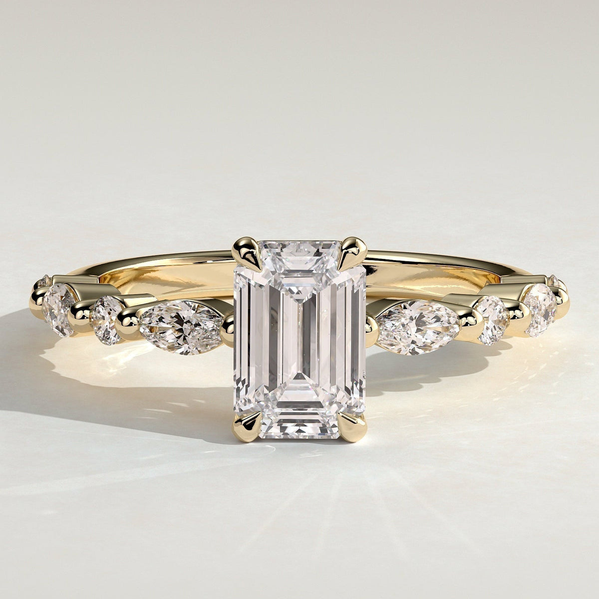 Emerald Pave Lab Grown Diamond Engagement Ring