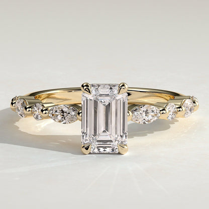 Emerald Pave Lab Grown Diamond Engagement Ring