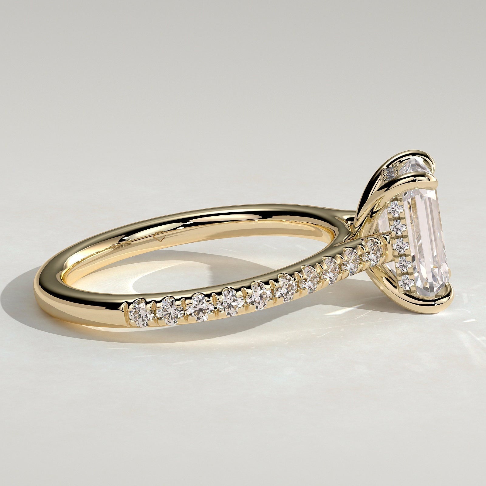 Emerald Pave Lab Grown Diamond Engagement Ring