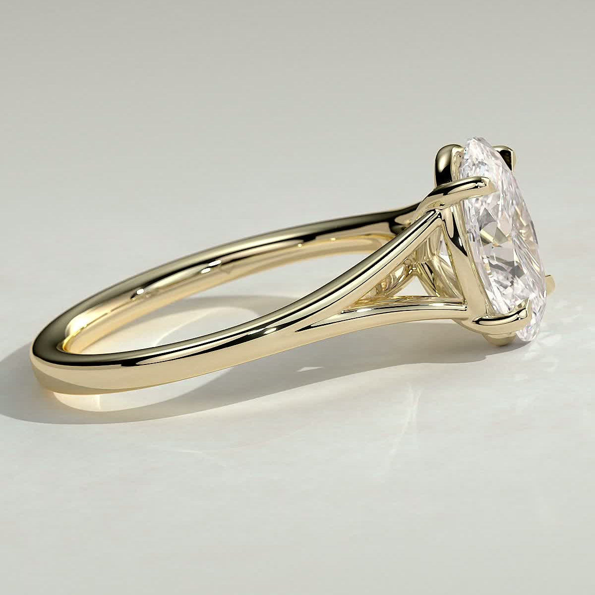 Oval Solitaire Split Shank Lab Grown Diamond Engagement Ring