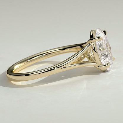 Oval Solitaire Split Shank Lab Grown Diamond Engagement Ring