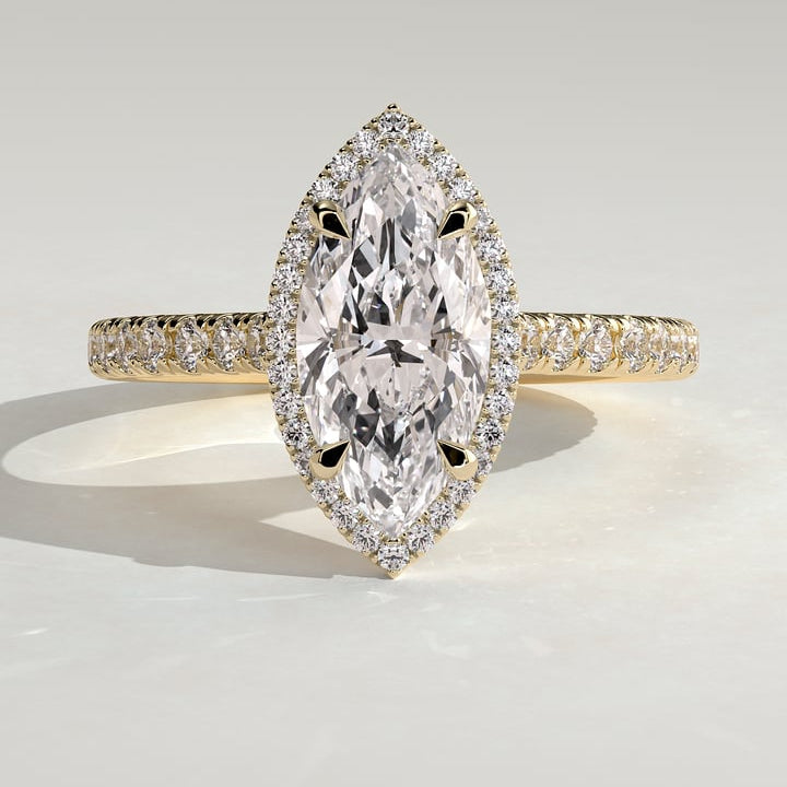 Marquise Halo & Pave Lab Grown Diamond Engagement Ring