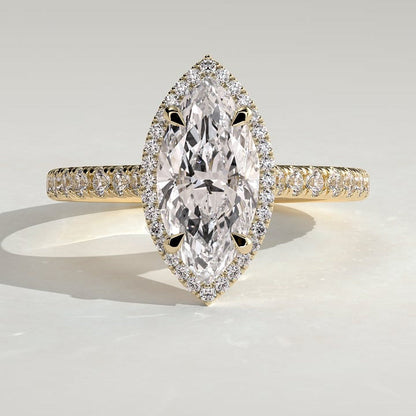 Marquise Halo & Pave Lab Grown Diamond Engagement Ring