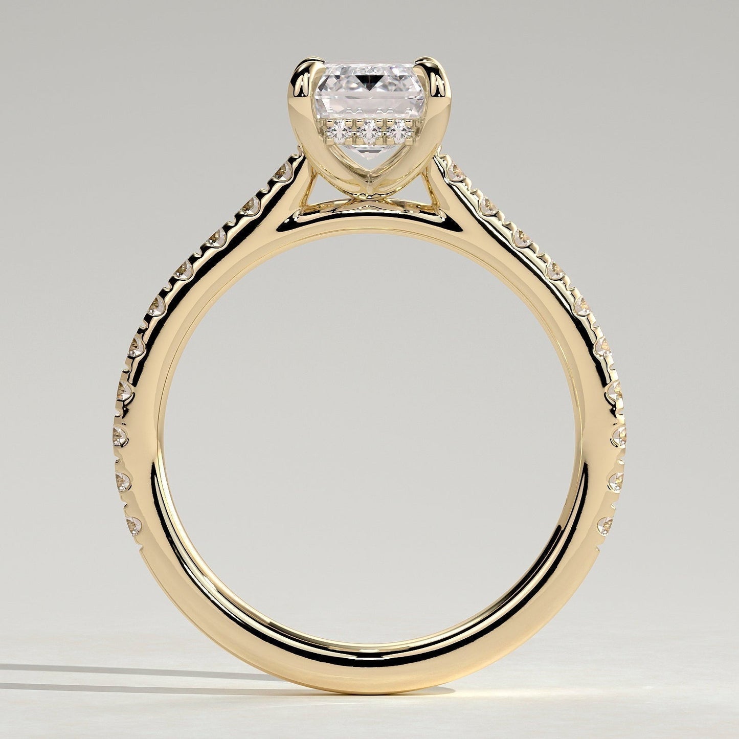 Emerald Pave Lab Grown Diamond Engagement Ring