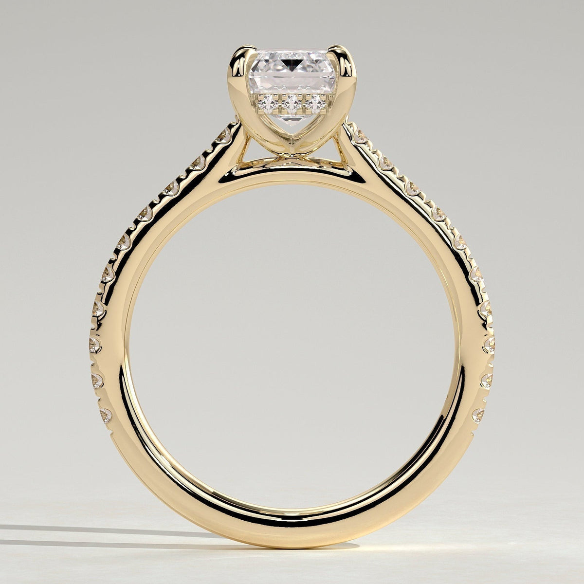 Emerald Pave Lab Grown Diamond Engagement Ring