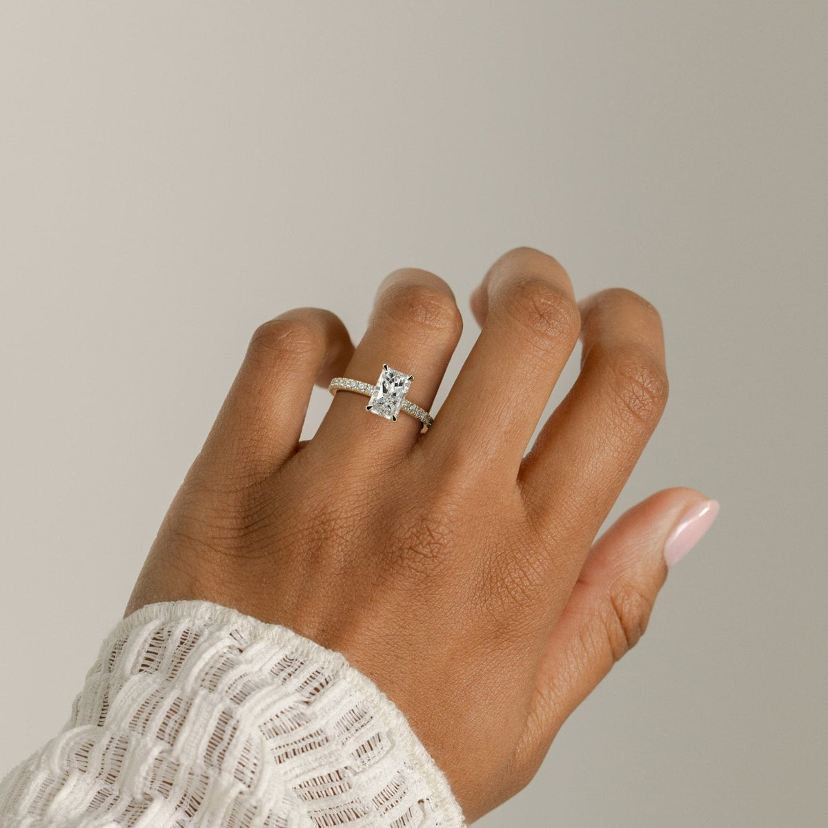 Radiant Pave Lab Grown Diamond Engagement Ring