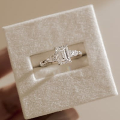 Emerald Cluster Lab Grown Diamond Engagement Ring