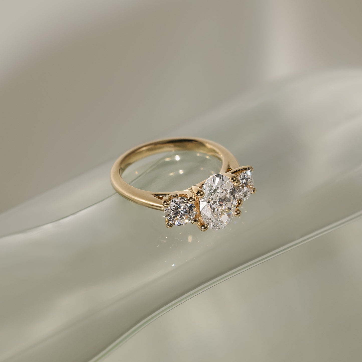 Oval Three Stone Lab Grown Diamond Engagement Ring
