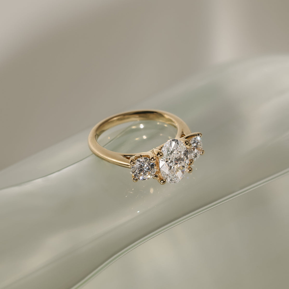 Oval Three Stone Lab Grown Diamond Engagement Ring