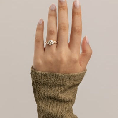 Round Cluster Lab Grown Diamond Engagement Ring