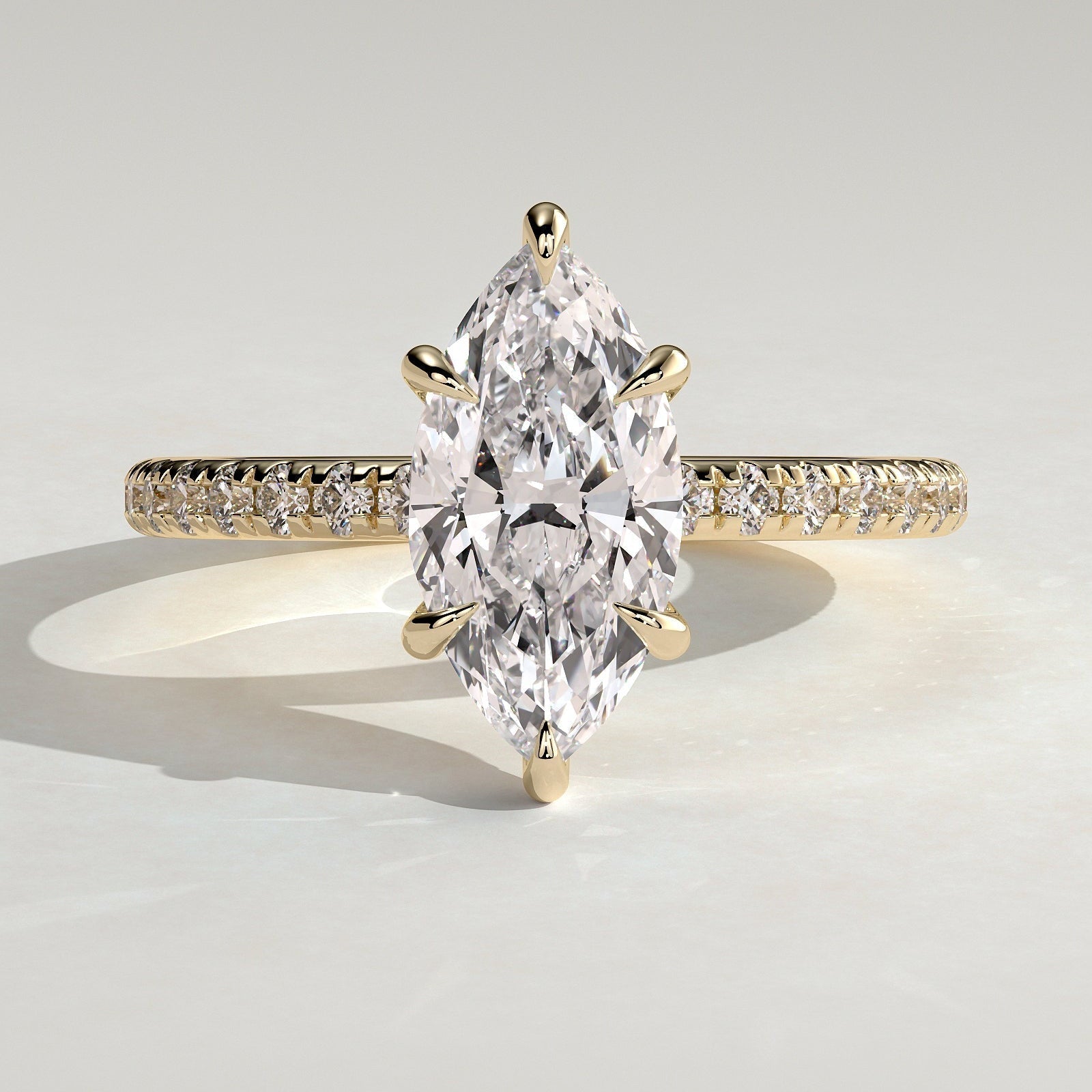 Marquise Hidden Halo & Pave Lab Grown Diamond Engagement Ring
