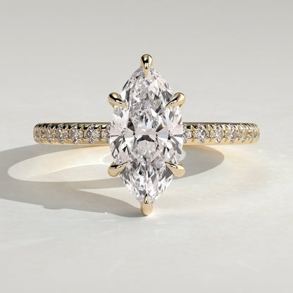 Marquise Hidden Halo & Pave Lab Grown Diamond Engagement Ring