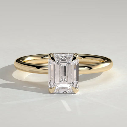 Emerald Hidden Halo Lab Grown Diamond Engagement Ring