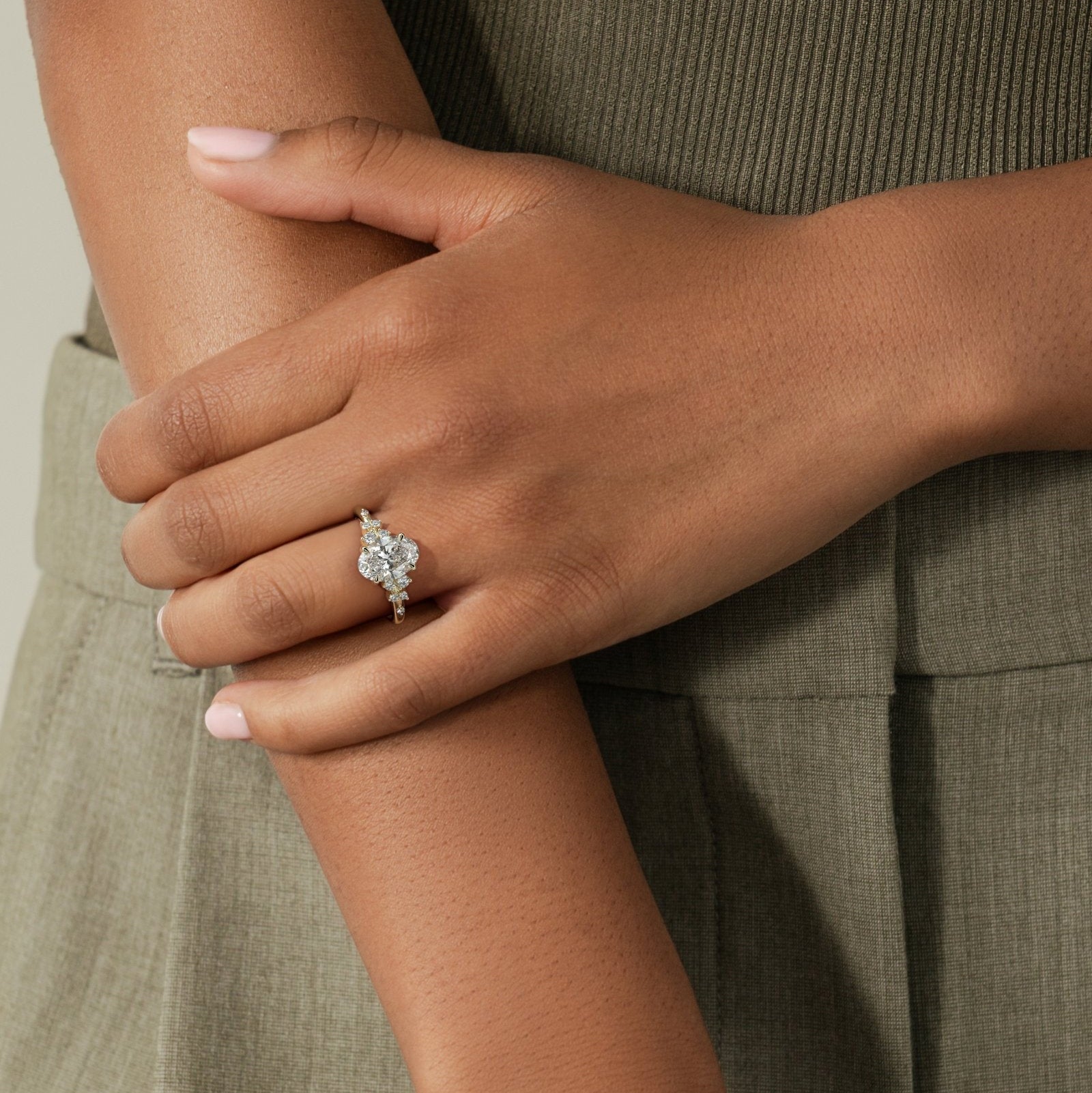 Oval Cluster Lab Grown Diamond Engagement Ring