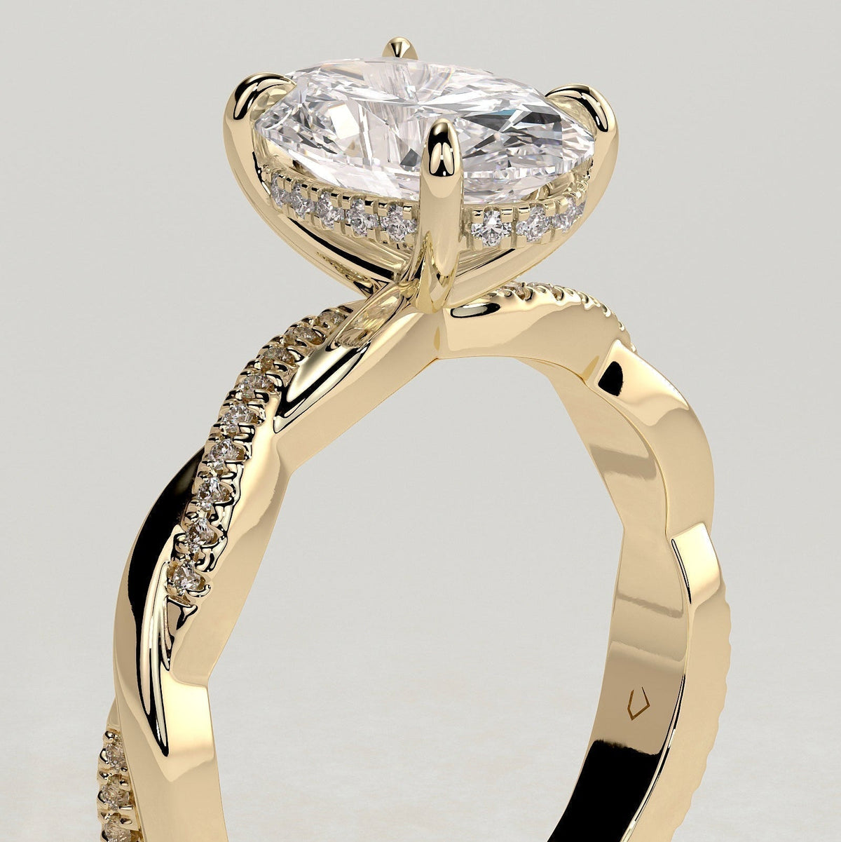 Oval Twisted Pave Lab Grown Diamond Engagement Ring