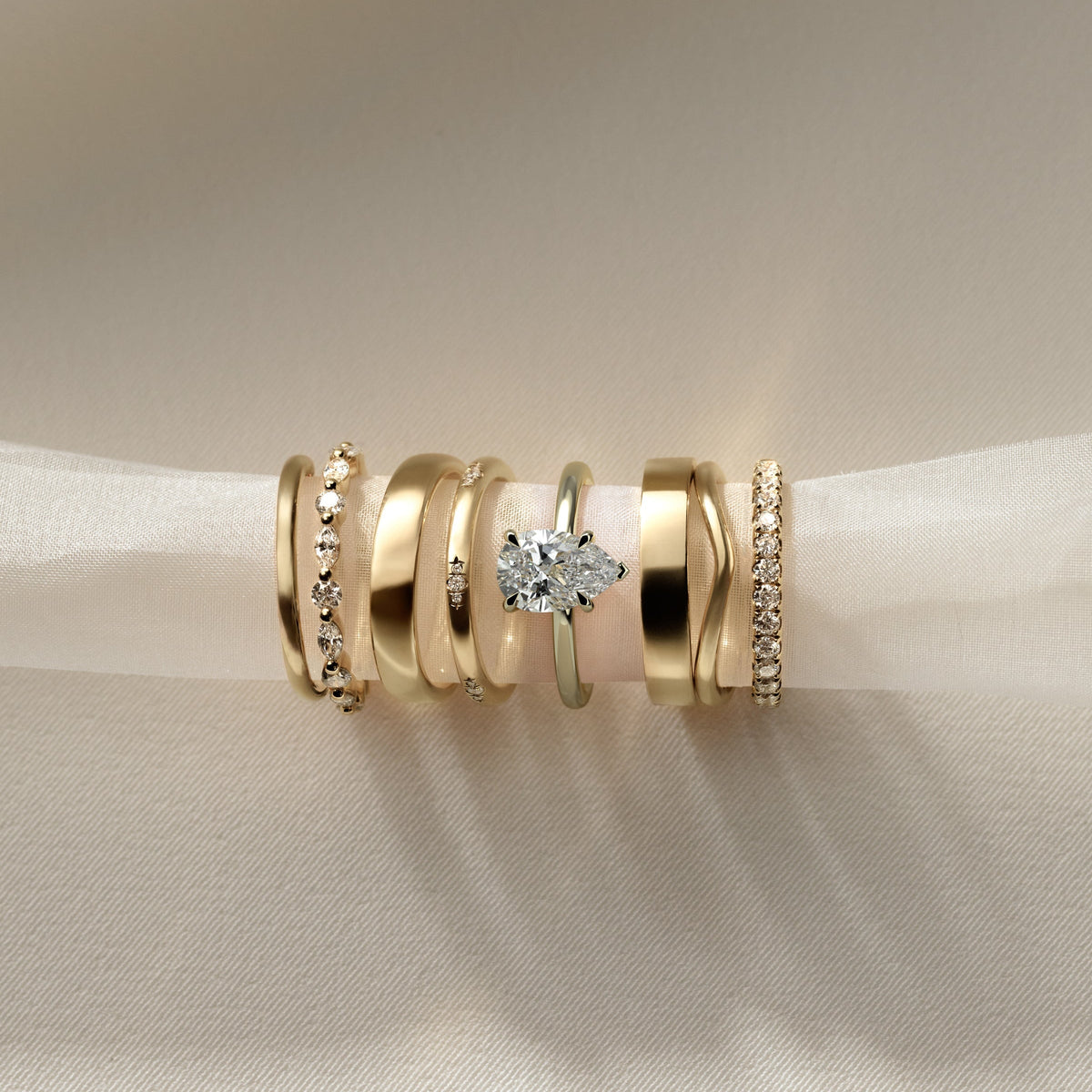Pear Hidden Halo Lab Grown Diamond Engagement Ring