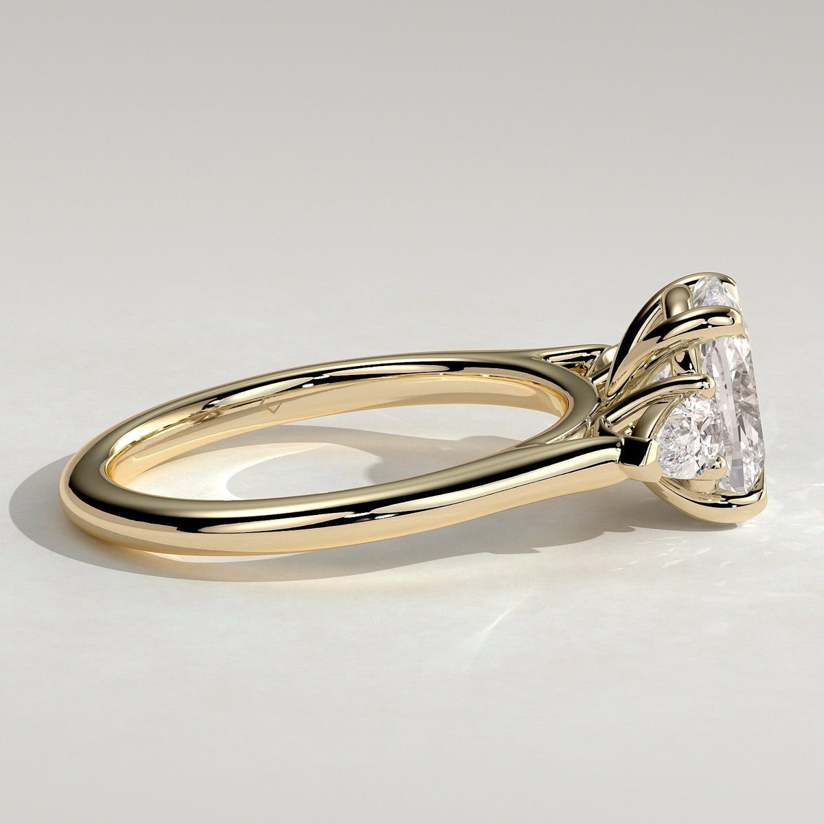 Elongated Cushion Three Stone Lab Grown Diamond Engagement Ring