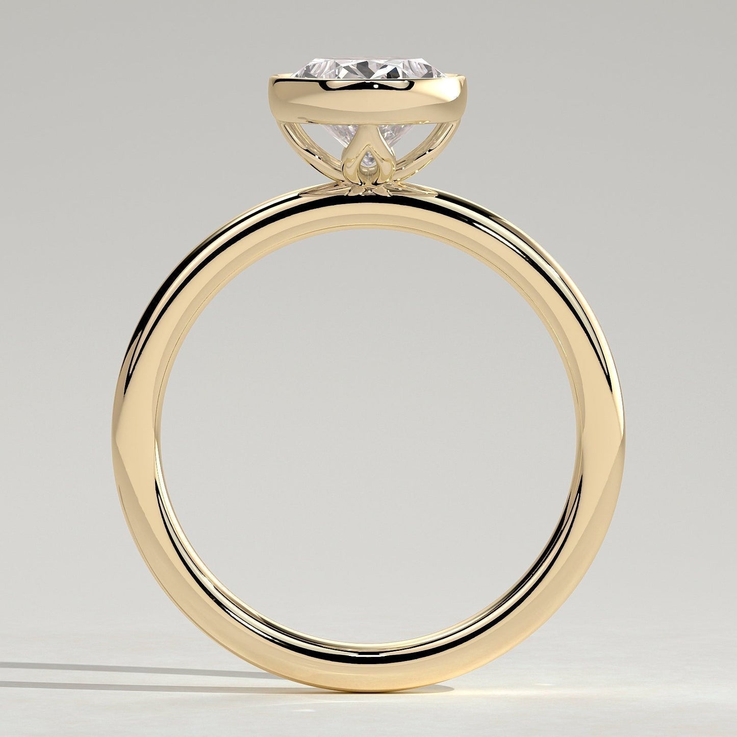 Oval Bezel Solitaire Lab Grown Diamond Engagement Ring
