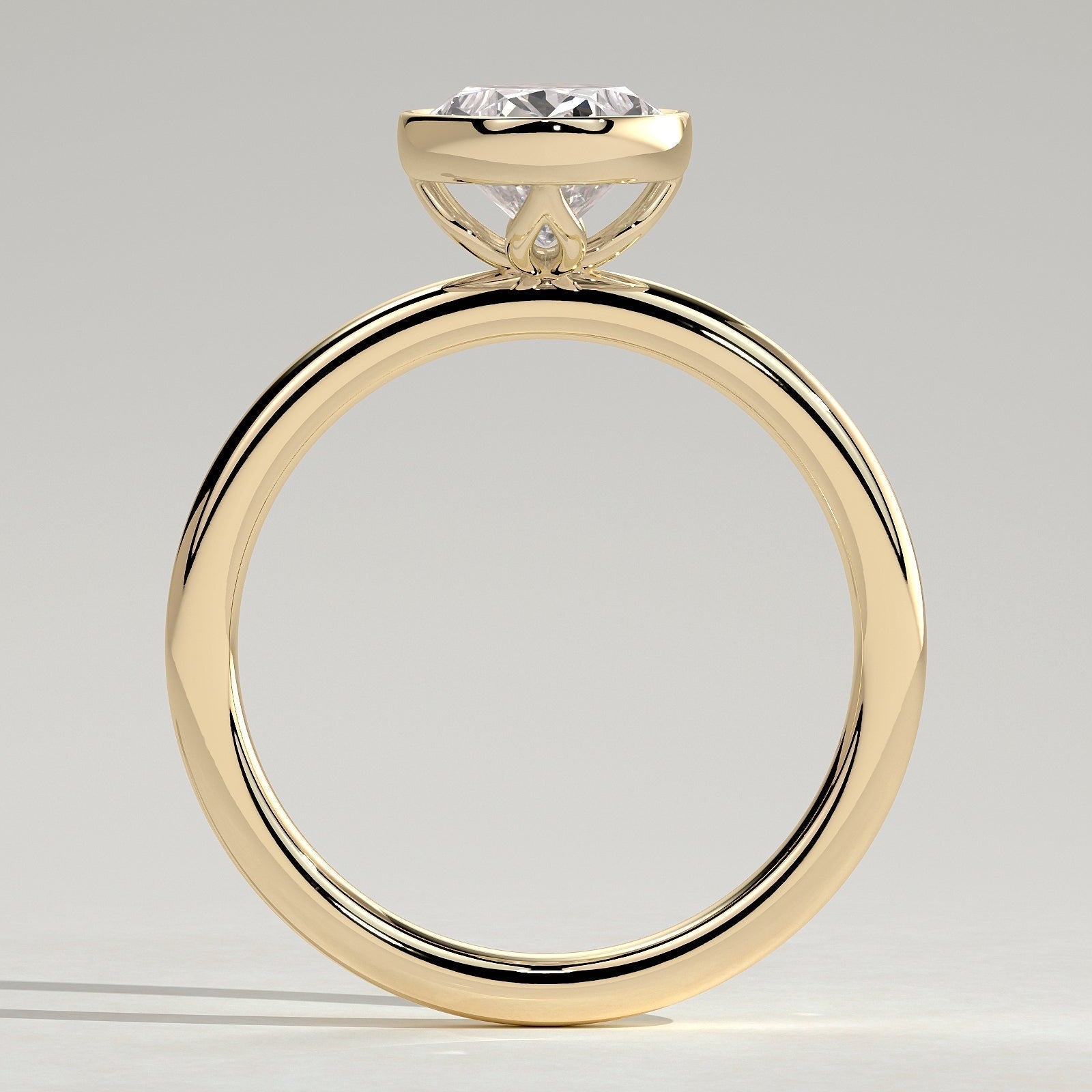 Oval Bezel Solitaire Lab Grown Diamond Engagement Ring