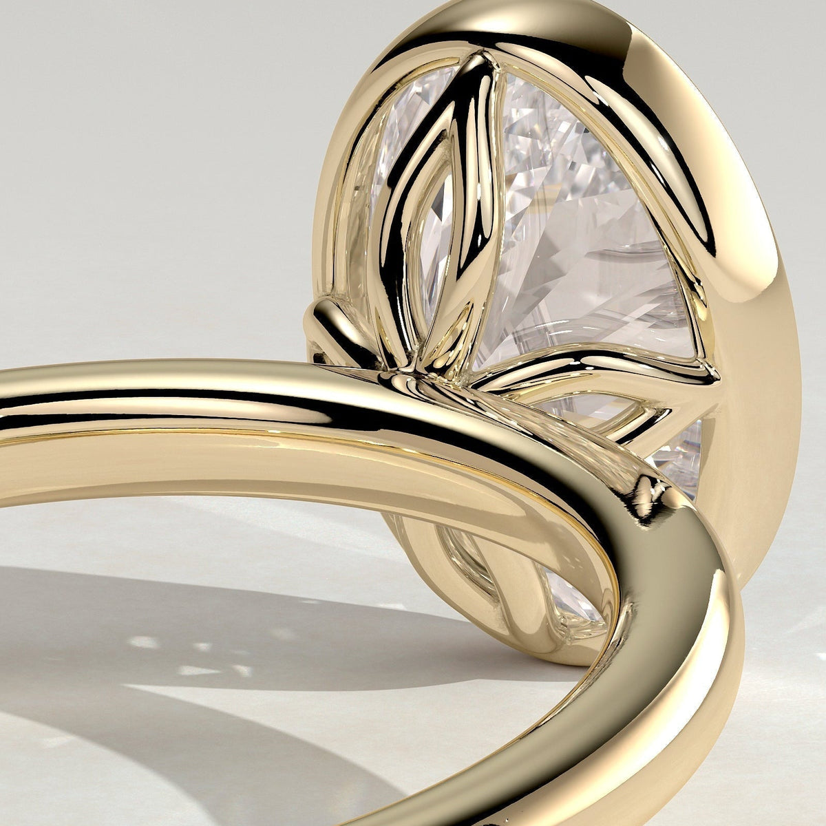 Oval Bezel Solitaire Lab Grown Diamond Engagement Ring