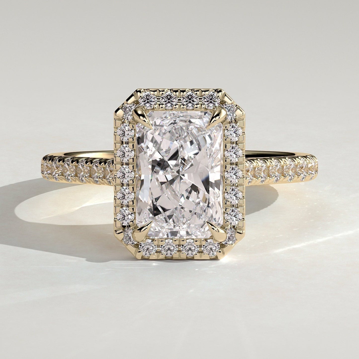 Radiant Halo & Pave Lab Grown Diamond Engagement Ring
