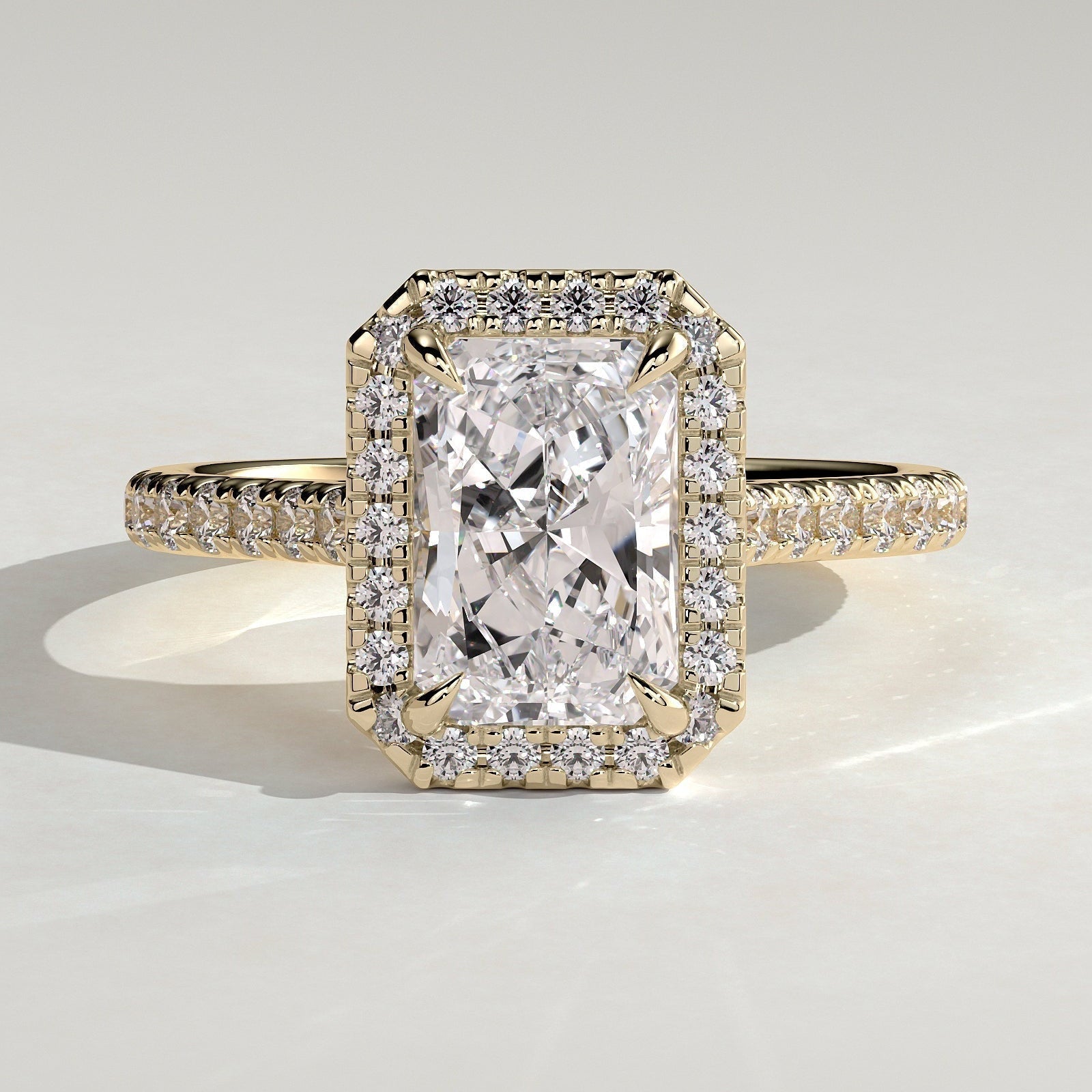 Radiant Halo & Pave Lab Grown Diamond Engagement Ring