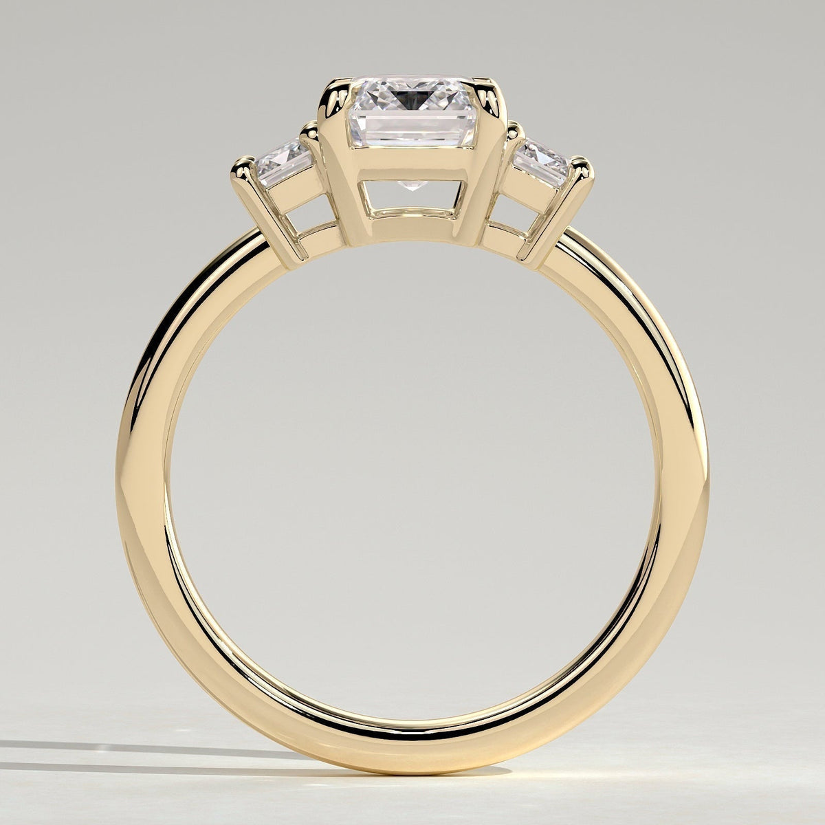 Emerald Three Stone Lab Grown Diamond Engagement Ring