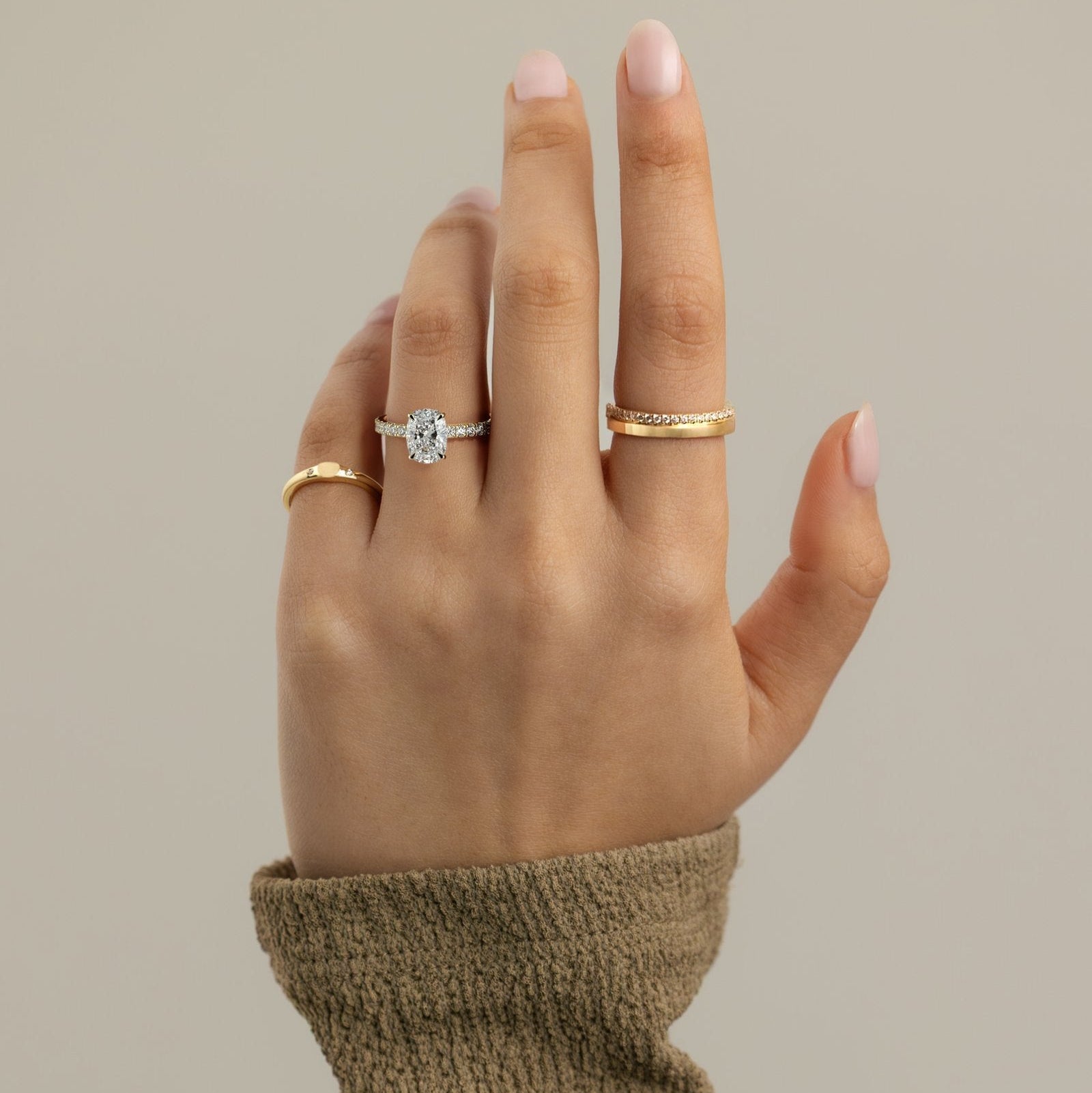 Elongated Cushion Pave Lab Grown Diamond Engagement Ring